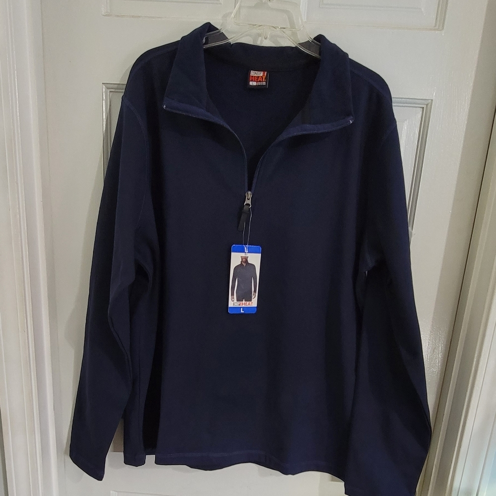 32 Heat Stormy Night Blue Half Zip Long‎ Sleeve Men Shirt Size L - Picture 8 of 13